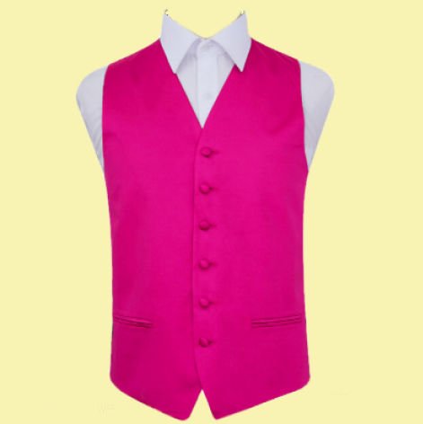 Image 0 of Hot Pink Mens Plain Satin Wedding Vest Waistcoat 