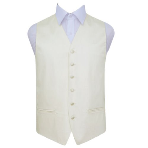 Image 1 of Ivory Mens Plain Satin Wedding Vest Waistcoat 