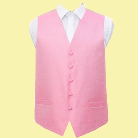 Image 0 of Baby Pink Mens Greek Key Pattern Microfibre Wedding Vest Waistcoat 