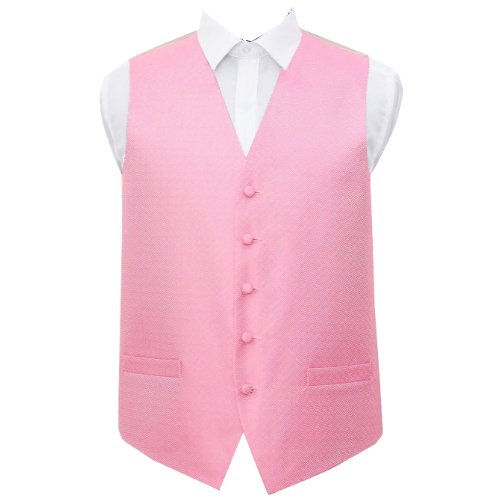Image 1 of Baby Pink Mens Greek Key Pattern Microfibre Wedding Vest Waistcoat 