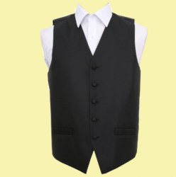 Black Mens Greek Key Pattern Microfibre Wedding Vest Waistcoat 