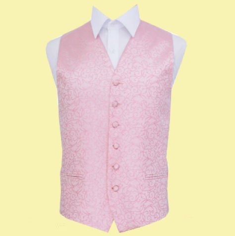 Image 0 of Baby Pink Mens Swirl Pattern Microfibre Wedding Vest Waistcoat 