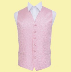 Baby Pink Mens Swirl Pattern Microfibre Wedding Vest Waistcoat 