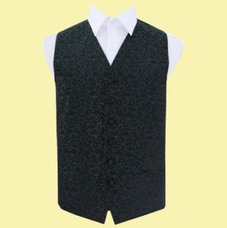 Image 0 of Black And Green Mens Swirl Pattern Microfibre Wedding Vest Waistcoat 