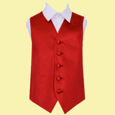 Image 0 of Apple Red Boys Plain Satin Wedding Vest Waistcoat 