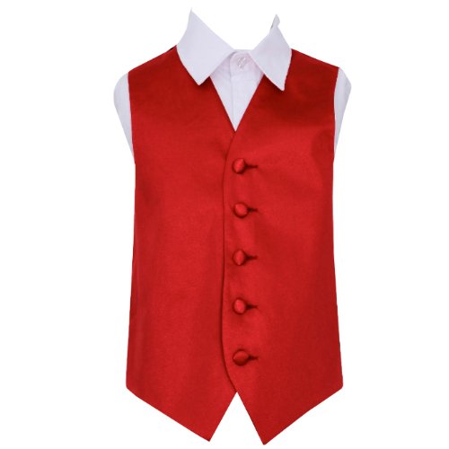 Image 1 of Apple Red Boys Plain Satin Wedding Vest Waistcoat 
