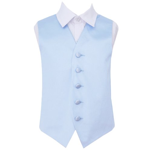Image 1 of Baby Blue Boys Plain Satin Wedding Vest Waistcoat 