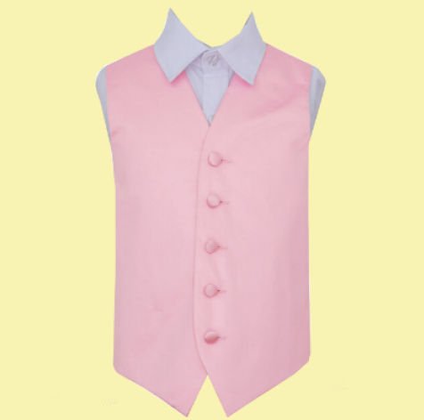 Image 0 of Baby Pink Boys Plain Satin Wedding Vest Waistcoat 