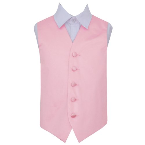 Image 1 of Baby Pink Boys Plain Satin Wedding Vest Waistcoat 