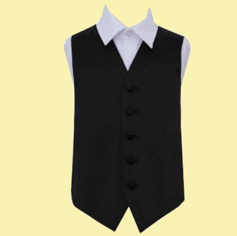 Image 0 of Black Boys Plain Satin Wedding Vest Waistcoat 