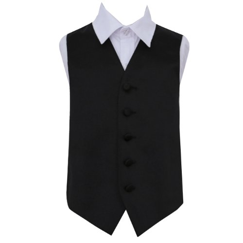 Image 1 of Black Boys Plain Satin Wedding Vest Waistcoat 