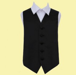 Black Boys Plain Satin Wedding Vest Waistcoat 
