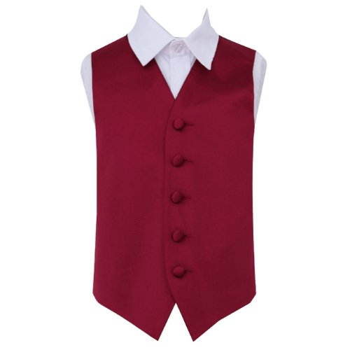 Image 1 of Burgundy Boys Plain Satin Wedding Vest Waistcoat 