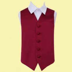 Burgundy Boys Plain Satin Wedding Vest Waistcoat 