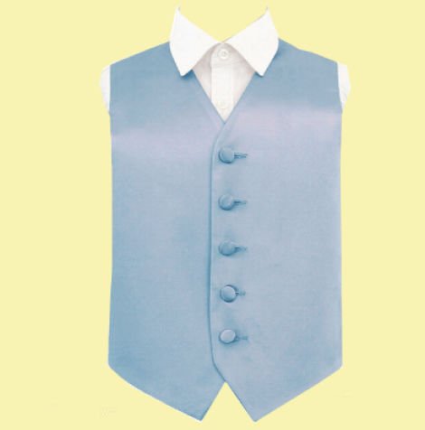 Image 0 of Dusty Blue Boys Plain Satin Wedding Vest Waistcoat 