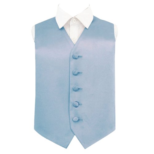 Image 1 of Dusty Blue Boys Plain Satin Wedding Vest Waistcoat 