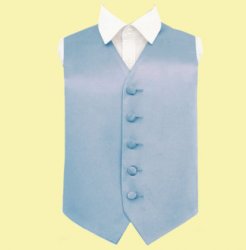 Dusty Blue Boys Plain Satin Wedding Vest Waistcoat 