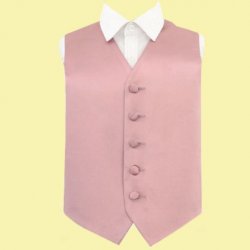 Dusty Pink Boys Plain Satin Wedding Vest Waistcoat 