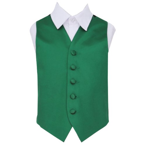 Image 1 of Emerald Green Boys Plain Satin Wedding Vest Waistcoat 