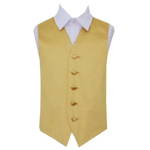Image 1 of Gold Boys Plain Satin Wedding Vest Waistcoat 