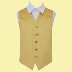 Gold Boys Plain Satin Wedding Vest Waistcoat 