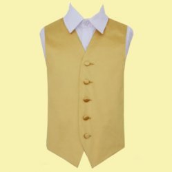 Gold Boys Plain Satin Wedding Vest Waistcoat 