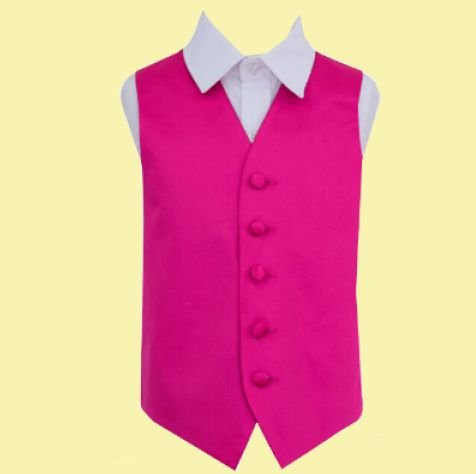 Image 0 of Hot Pink Boys Plain Satin Wedding Vest Waistcoat 