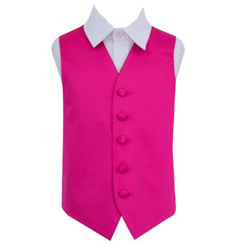 Image 1 of Hot Pink Boys Plain Satin Wedding Vest Waistcoat 