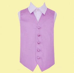 Lilac Boys Plain Satin Wedding Vest Waistcoat 