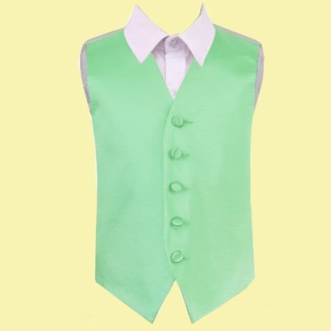 Image 0 of Mint Green Boys Plain Satin Wedding Vest Waistcoat 