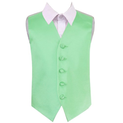 Image 1 of Mint Green Boys Plain Satin Wedding Vest Waistcoat 