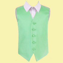 Mint Green Boys Plain Satin Wedding Vest Waistcoat 