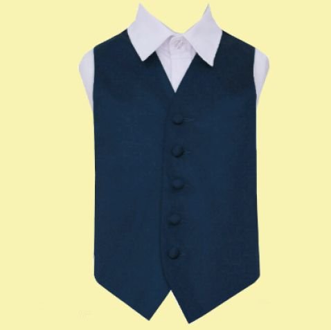 Image 0 of Navy Blue Boys Plain Satin Wedding Vest Waistcoat 