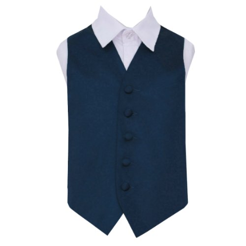 Image 1 of Navy Blue Boys Plain Satin Wedding Vest Waistcoat 