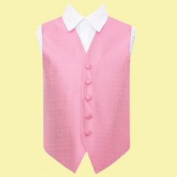 Baby Pink Boys Greek Key Pattern Microfibre Wedding Vest Waistcoat 