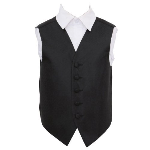 Image 1 of Black Boys Greek Key Pattern Microfibre Wedding Vest Waistcoat 