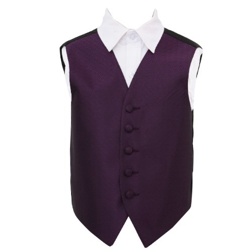 Image 1 of Cadbury Purple Boys Greek Key Pattern Microfibre Wedding Vest Waistcoat 