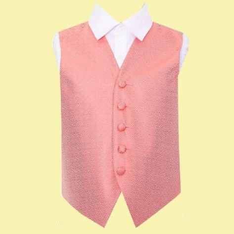 Image 0 of Coral Boys Greek Key Pattern Microfibre Wedding Vest Waistcoat 