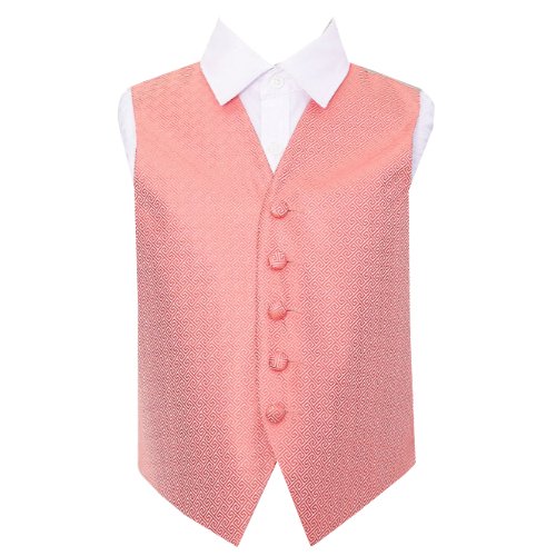 Image 1 of Coral Boys Greek Key Pattern Microfibre Wedding Vest Waistcoat 