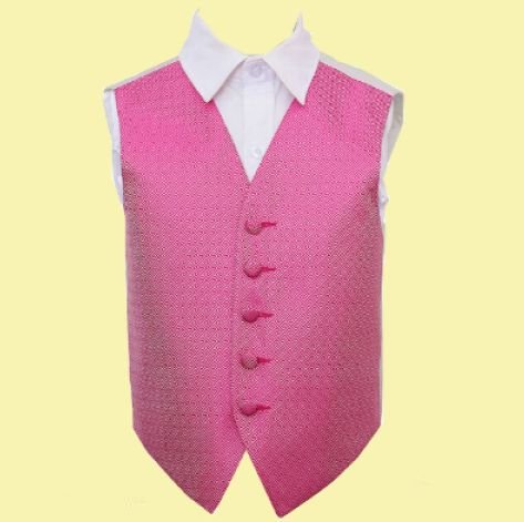 Image 0 of Fuchsia Pink Boys Greek Key Pattern Microfibre Wedding Vest Waistcoat 