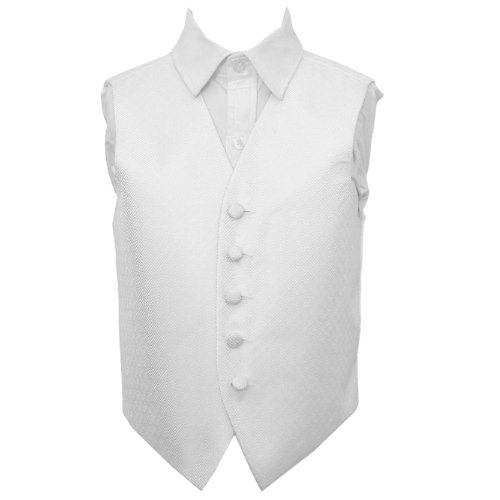 Image 1 of Ivory Boys Greek Key Pattern Microfibre Wedding Vest Waistcoat 