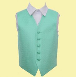 Mint Green Boys Greek Key Pattern Microfibre Wedding Vest Waistcoat 