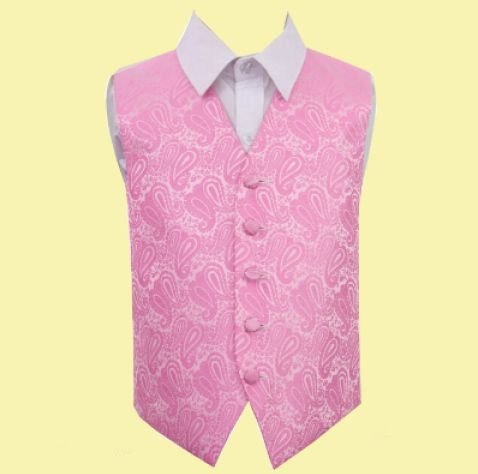 Image 0 of Baby Pink Boys Paisley Pattern Microfibre Wedding Vest Waistcoat 