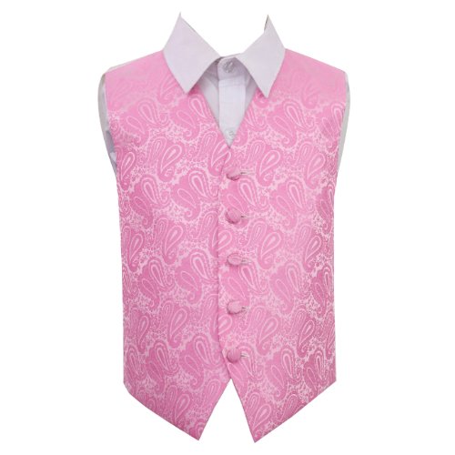 Image 1 of Baby Pink Boys Paisley Pattern Microfibre Wedding Vest Waistcoat 