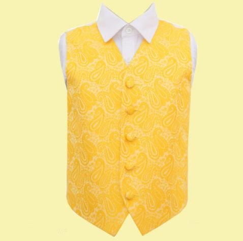 Image 0 of Gold Boys Paisley Pattern Microfibre Wedding Vest Waistcoat 