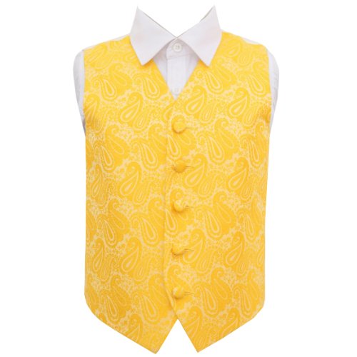 Image 1 of Gold Boys Paisley Pattern Microfibre Wedding Vest Waistcoat 