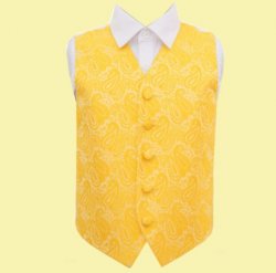 Gold Boys Paisley Pattern Microfibre Wedding Vest Waistcoat 