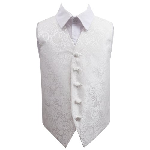 Image 1 of Ivory Boys Paisley Pattern Microfibre Wedding Vest Waistcoat 
