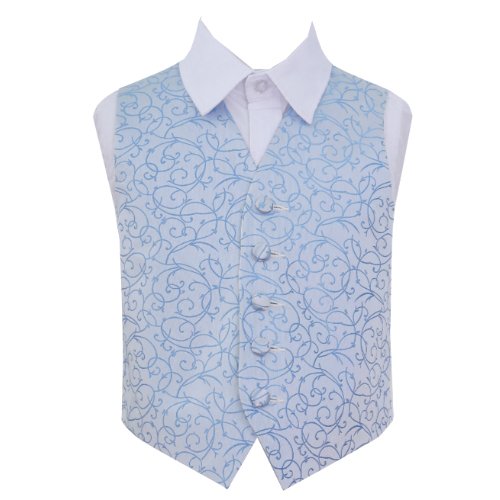 Image 1 of Baby Blue Boys Swirl Pattern Microfibre Wedding Vest Waistcoat 