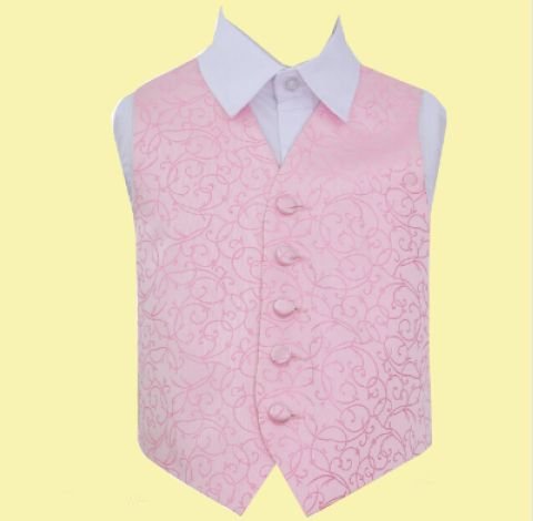 Image 0 of Baby Pink Boys Swirl Pattern Microfibre Wedding Vest Waistcoat 
